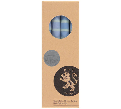Striped Opaline, Pompadour & Rust Eco Dinner Candles, Box of 4