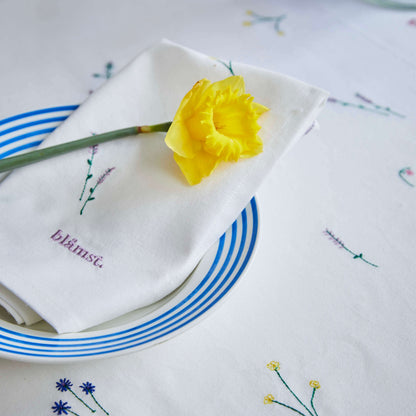 Flower Embroidered Napkins - S/2