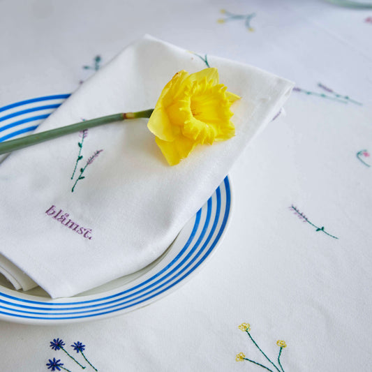 Flower Embroidered Napkins - S/2