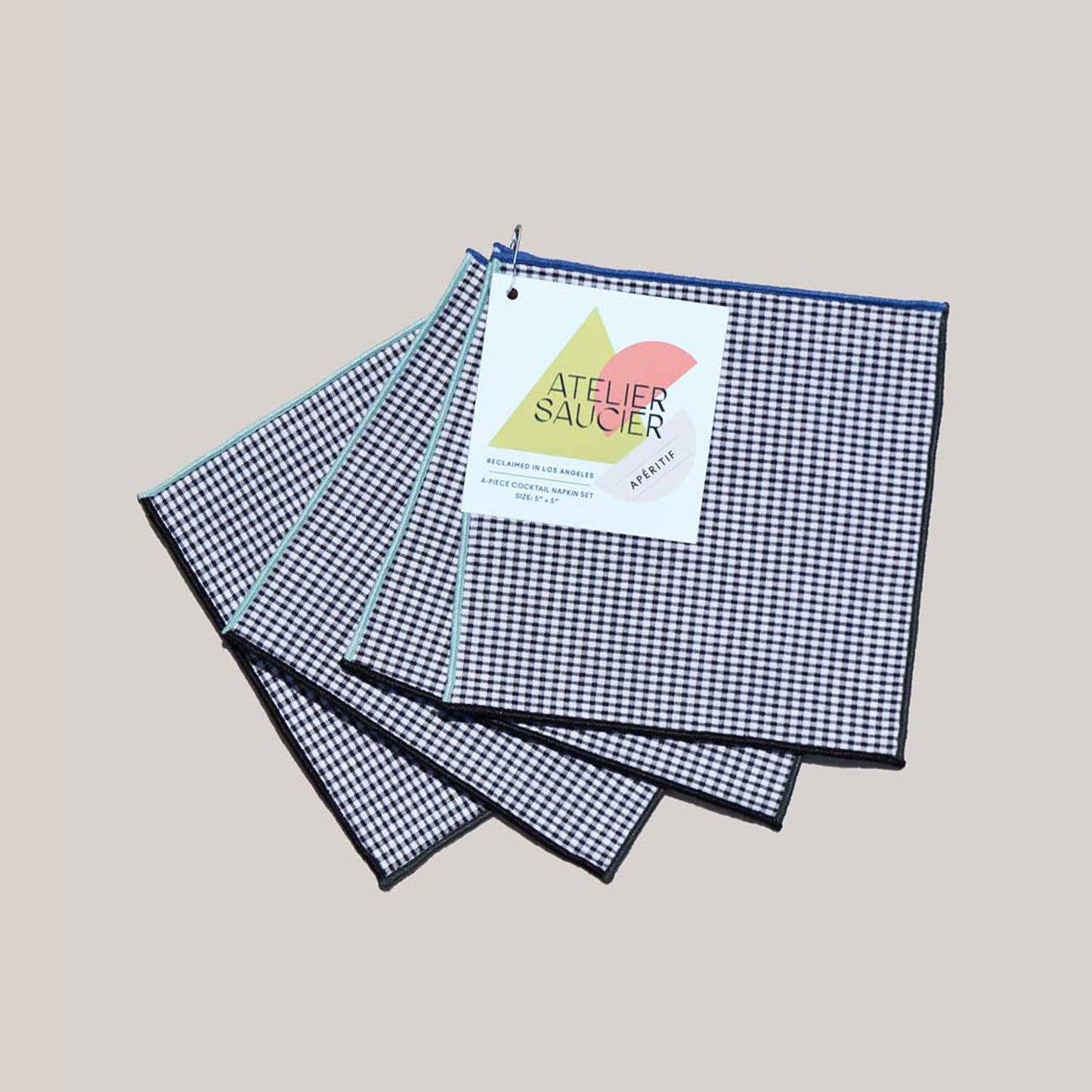 The Retro Gingham Cocktail Napkins  S/4