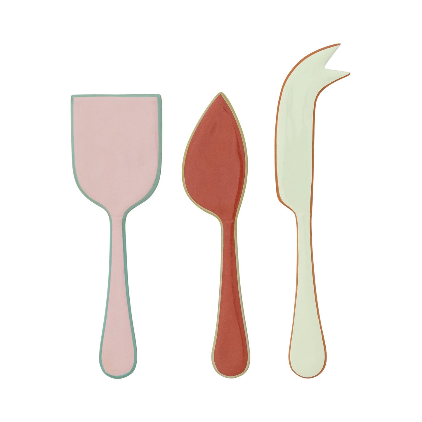 Set of 3 Enamel Cheese Knives