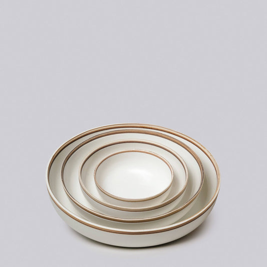Ivory Glossy Porcelain Nesting Hermit Bowls