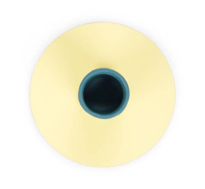 Tall Two-Tone Petrol Blue & Jasmine Metal Candleholder