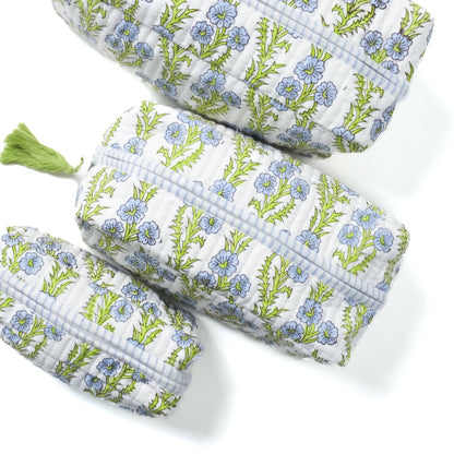 Forget-Me-Not Blockprint Makeup Bag