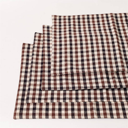 Brown Plaid Cotton Placemats - S/4