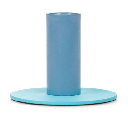 Tall Two-Tone Pompadour & Powder Blue Metal Candleholder