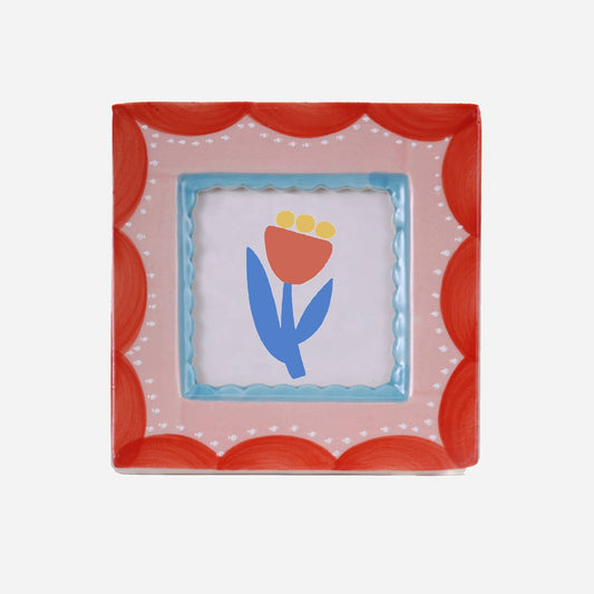 Red Scallop Ceramic Photo Frame
