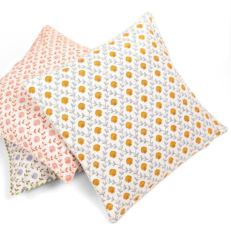 Seashell Blockprint Pillow