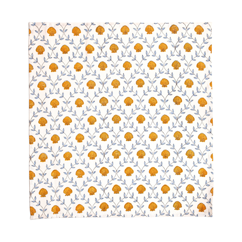 Seashell Blockprint Napkins, Set of 4