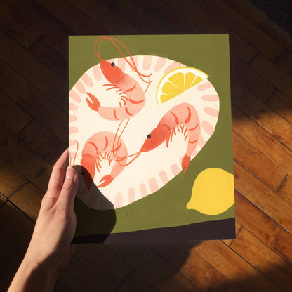 Shrimp and Lemons Print