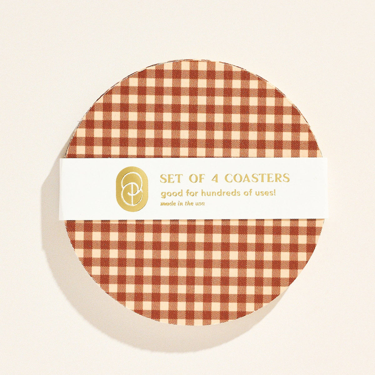 Tan Gingham Coasters