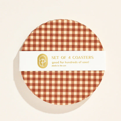 Tan Gingham Coasters