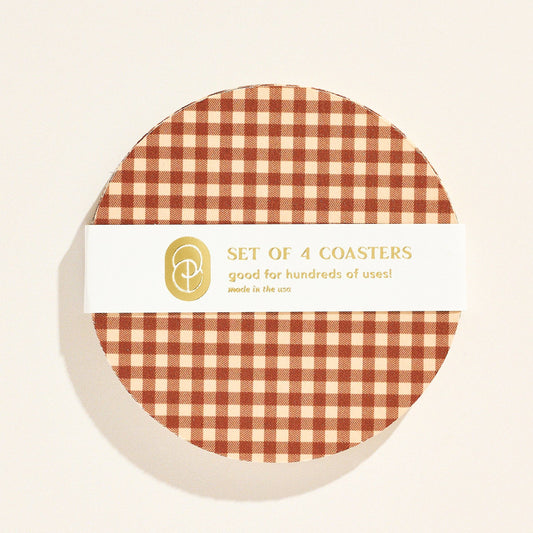 Tan Gingham Coasters