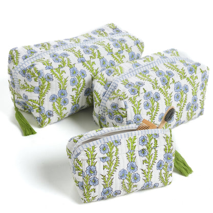 Forget-Me-Not Blockprint Makeup Bag
