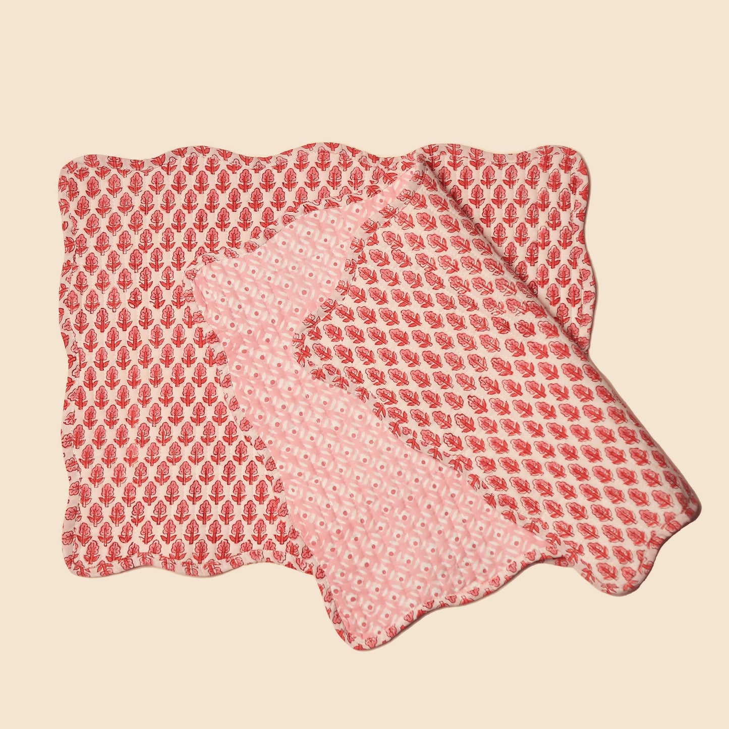 Pink Quilted Reversible Place Mat - S/2