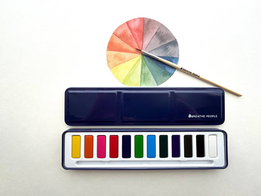 Watercolor Set + Wood Paintbrush