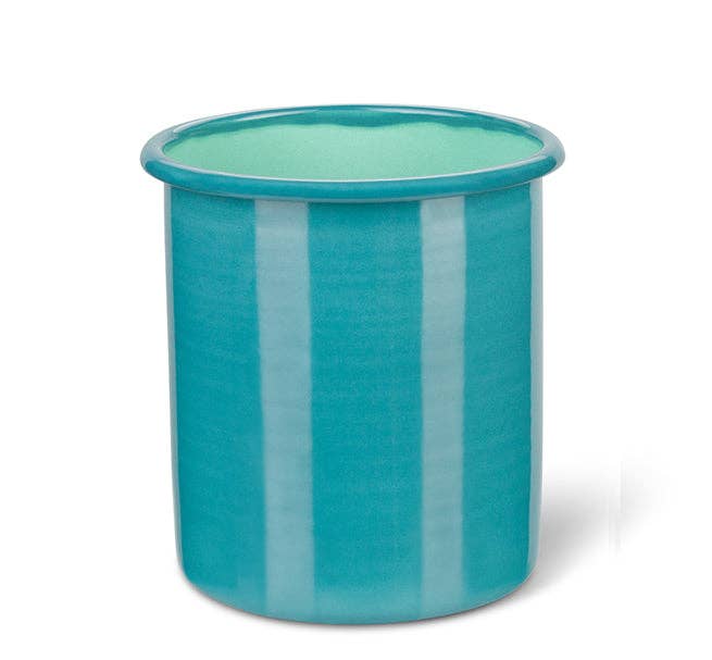 Large Enamel Utensil Holder Petrol Blue/ Eau De Nil