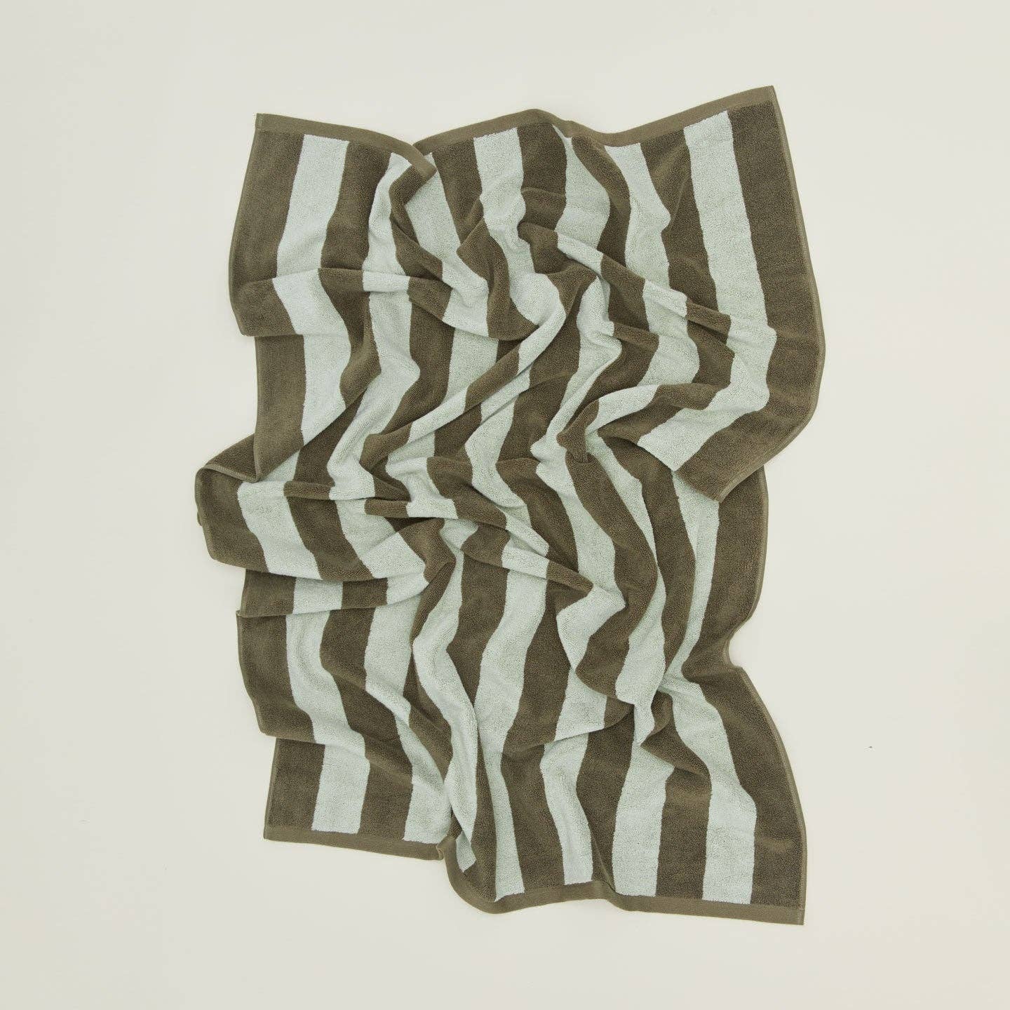 Striped Terry Hand Towel - Olive/Sage