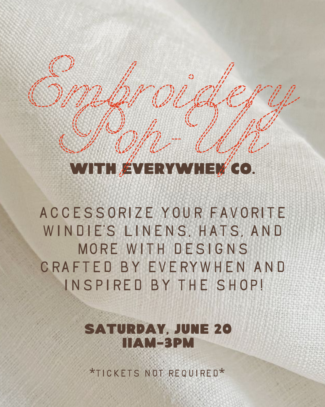 June 20 | Embroidery Pop-Up with Everywhen Co