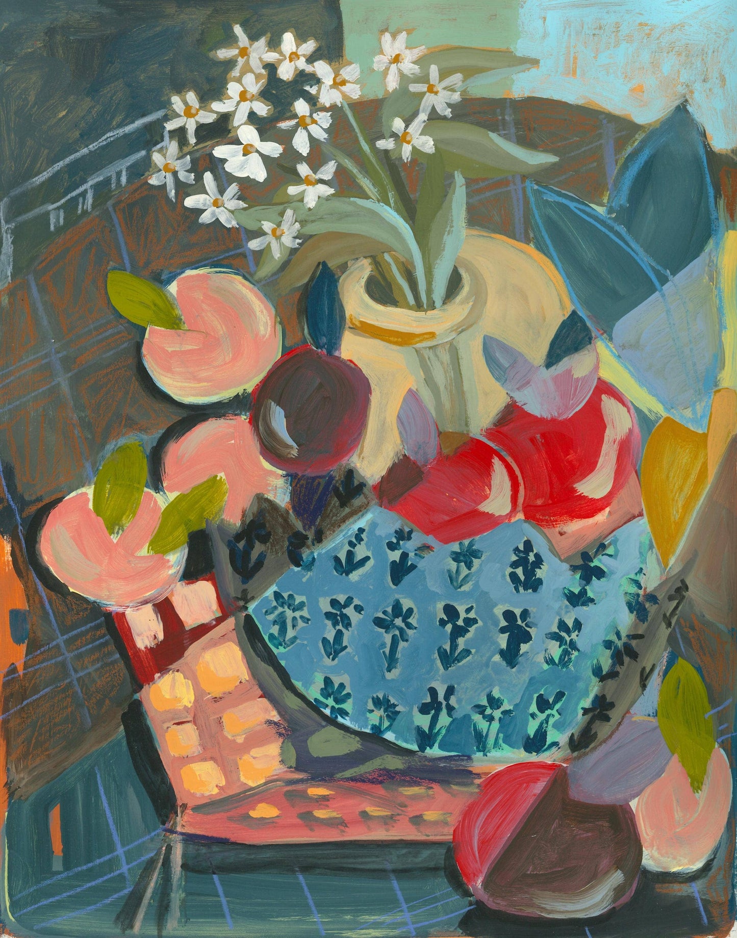 Abstract Flowers & Fruit Art Print