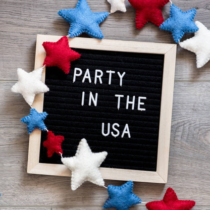 4th of July Felt Banner/Red Blue Stars