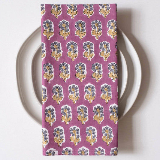 Malin Jewel Block Printed Napkins - S/4