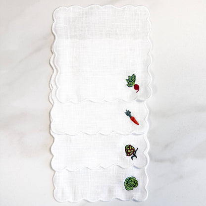 Mixed Vegetable Scalloped Cocktail Napkins S/4