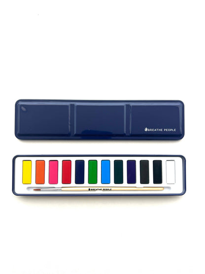 Watercolor Set + Wood Paintbrush