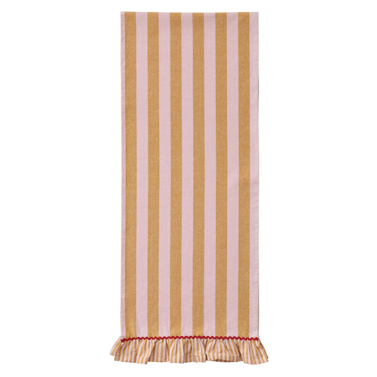 Striped Table Runner w/ Ruffle & Ric Rac Trim