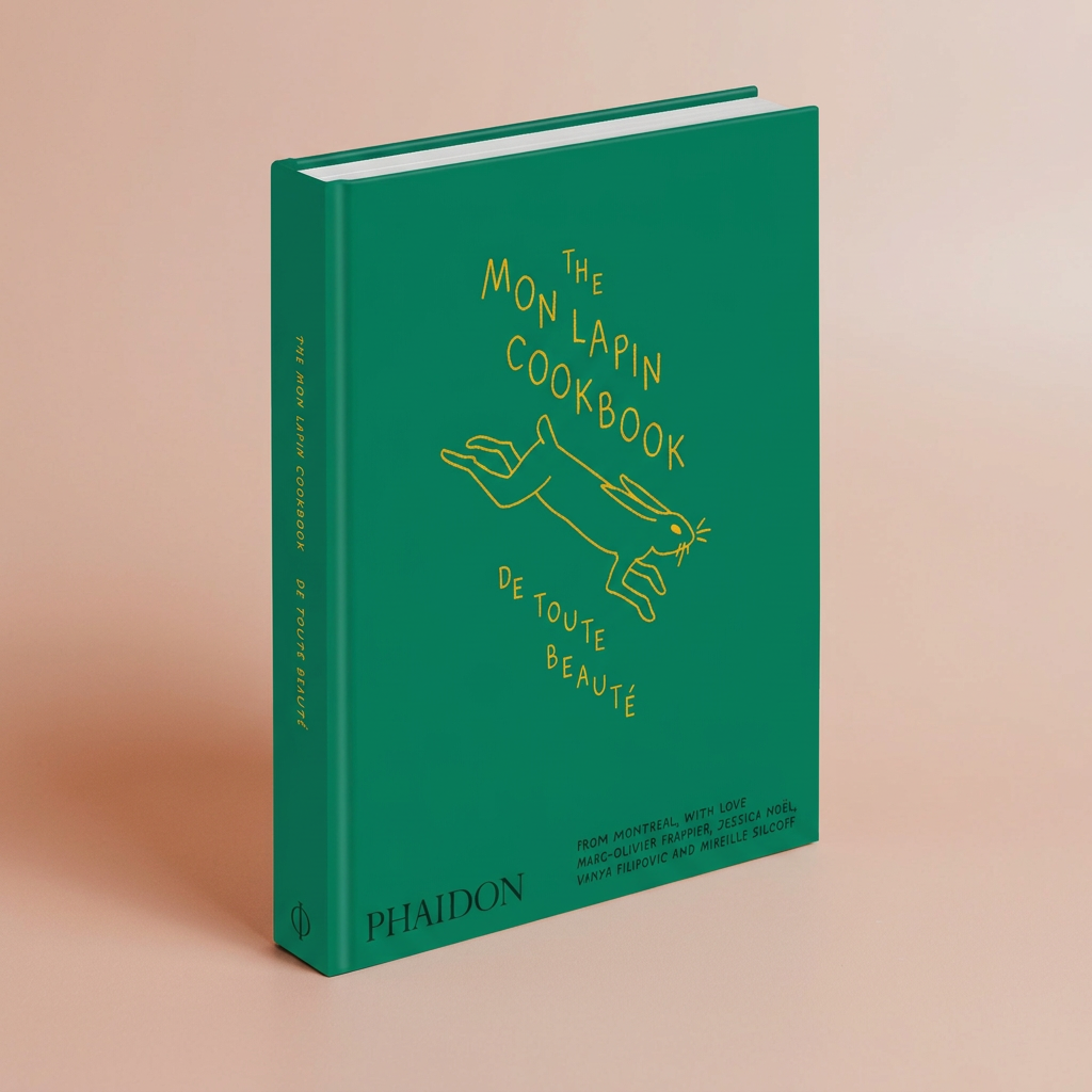 The Mon Lapin Cookbook on the standard blush-peach background